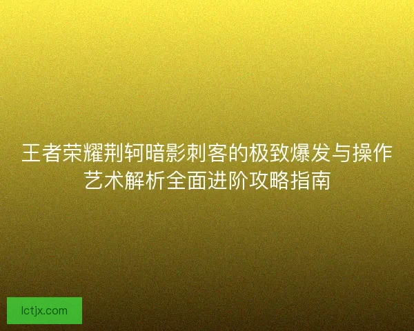 王者荣耀荆轲暗影刺客的极致爆发与操作艺术解析全面进阶攻略指南