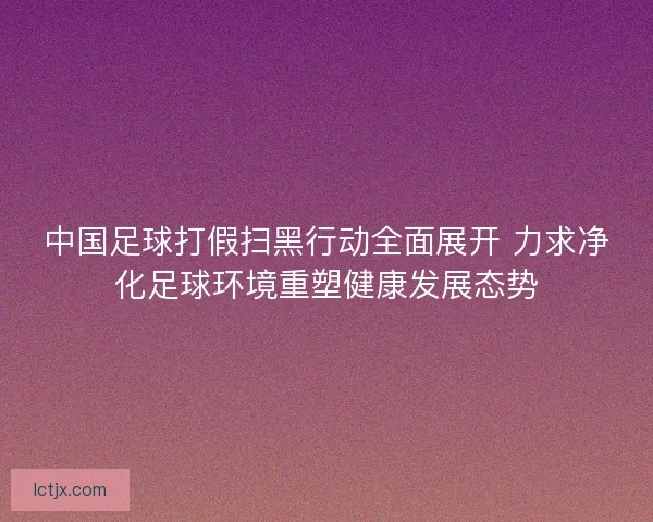 中国足球打假扫黑行动全面展开 力求净化足球环境重塑健康发展态势 中国足球打假扫黑行动全面展开 力求净化足球环境重塑健康发展态势