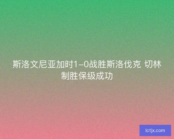 斯洛文尼亚加时1-0战胜斯洛伐克 切林制胜保级成功 斯洛文尼亚加时1-0战胜斯洛伐克 切林制胜保级成功