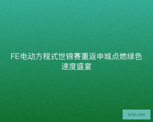 FE电动方程式世锦赛重返申城点燃绿色速度盛宴 FE电动方程式世锦赛重返申城点燃绿色速度盛宴